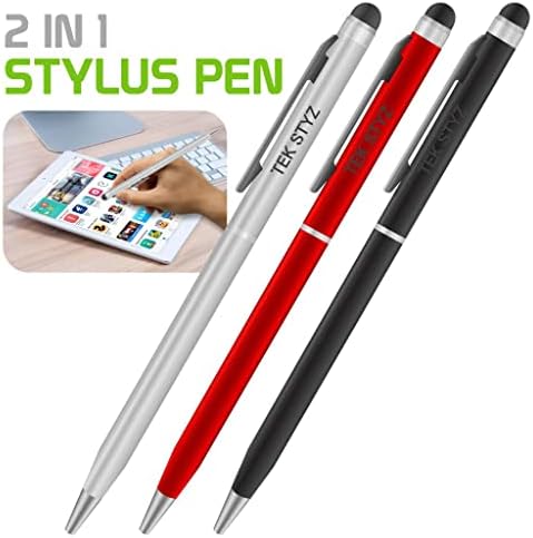Pro Stylus Pen עבור Jade S Acer Liquid עם דיו, דיוק גבוה, צורה רגישה במיוחד וקומפקטית למסכי מגע [3 חבילה-שחורה-אדומה-סילבר]